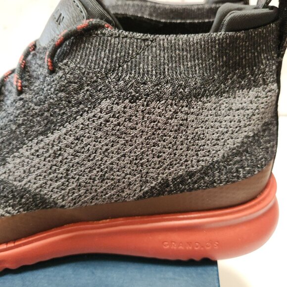 NWB Cole Haan Zerogrand Stitchlite Knit Chukkas Mens 8.5M Black/Gray Red Sole - Picture 11 of 16
